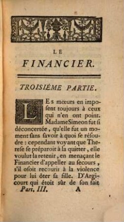 Le financier, 3. (1755). - 168 S.