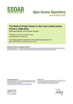 The Role of Preah Vihear in Hun Sen’s Nationalism Politics, 2008-2013