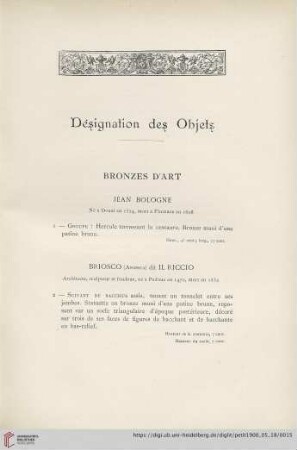 Bronzes d'Art (Nr. 1 - 51)