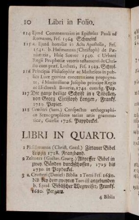 10-83, Libri in Quarto.