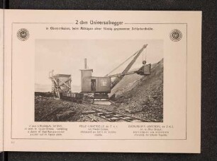 2 cbm Universalbagger, in Oberschlesien, beim Abtragen einer flüssig gegossenen Schlackenhalde.