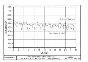 Temperaturverlauf über einen Tag Kuh Nr. 730 am 17. August 1989 (Veitshof)