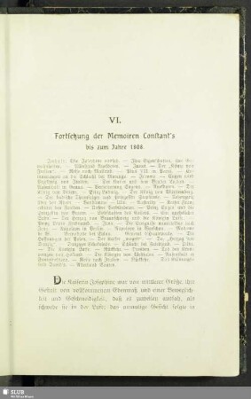 VI. Fortsetzung der Memoiren Constant´s bis zum Jahre 1808