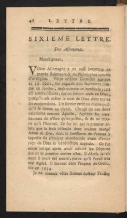 Sixieme Lettre. Des Allemands.