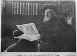 Porträt Dr. Hans Richter (1843-1916; Dirigent). Fotografie als Reproduktionsdruck (in Zeitschrift anläßlich seines 70. Geburtstages) von C. Fr. Ramme und Gg. Ulrich. Bayreuth, vor bzw. 1913