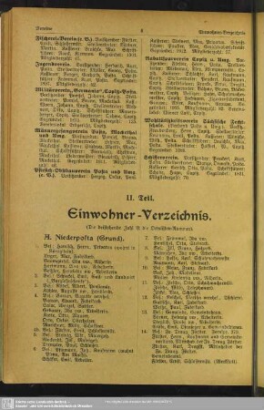 II. Teil. Einwohnerverzeichnis : II. Teil. Einwohner-Verzeichnis