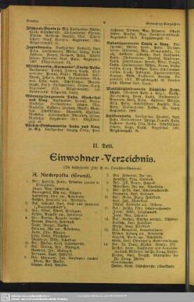 II. Teil. Einwohnerverzeichnis : II. Teil. Einwohner-Verzeichnis