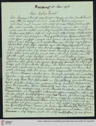 Korrespondenz von Alice und Ludwig Klein: Brief von Alice Klein an Kurt Klein