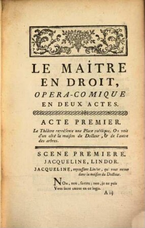 Le Maître En Droit : Opéra-Comique En deux Actes