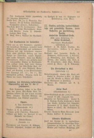 III. Banken, politische, landwirthschaftliche und gewerbliche Vereine, sowie Anstalten zut Fortbildung.