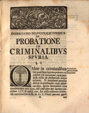 Diss. inaug. iur. de probatione in criminalibus spuria