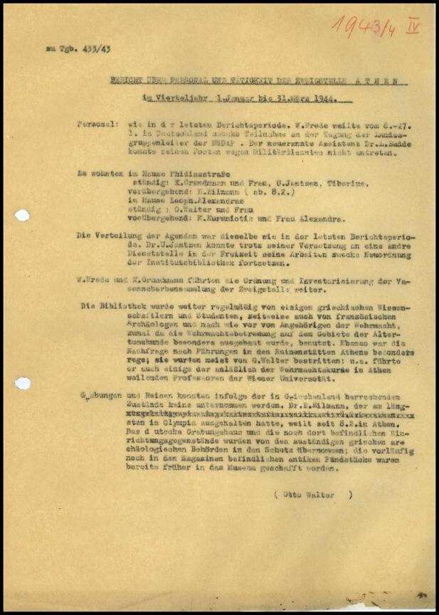 Bericht über Personal und Tätigkeit der Zweigstelle Athen | Digitalisierung: Deutsches Archäologisches Institut, Athen, Archiv