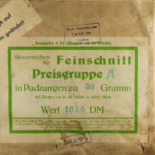 Tabaksteuer Banderole für Feinschnitt
