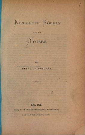 Kirchhoff, Köchly und die Odyssee