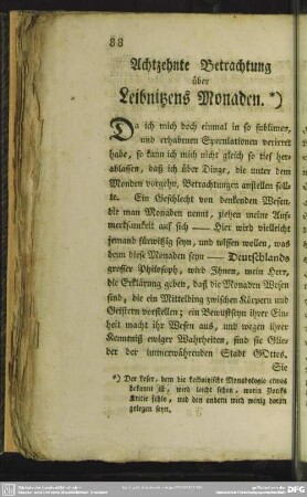 Achtzehnte Betrachtung über Leibnitzens Monaden