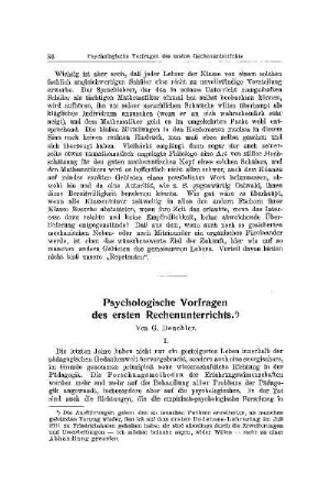 Psychologische Vorfahren des ersten Rechenunterrichts