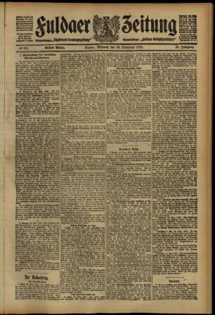 Erste Ausgabe vom Mittwoch, den 13. November 1912.