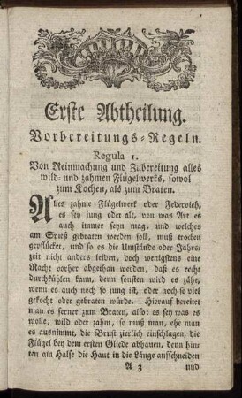 Erste Abtheilung. Vorbereitungs-Regeln.
