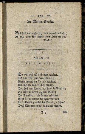 Abschied an den Leser.