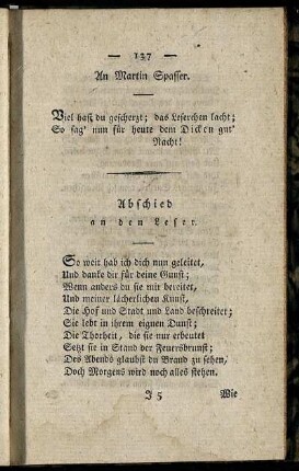 Abschied an den Leser.