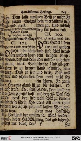 Anderer Theil: In welchem verfasset die Catechismus = Gesaenge