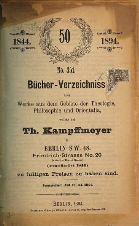Bücher-Verzeichniss. 351. 1894