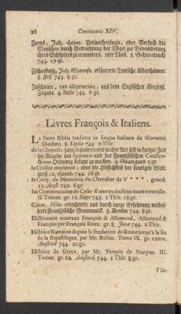 Livres François & Italiens