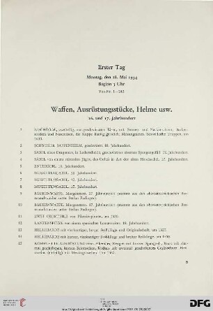 Waffen, Ausrüstungsstücke, Helme usw. (Nr. 1-39)