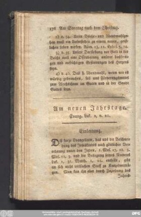 Am neuen Jahrstage. Evang. Luc. 2, v. 21.