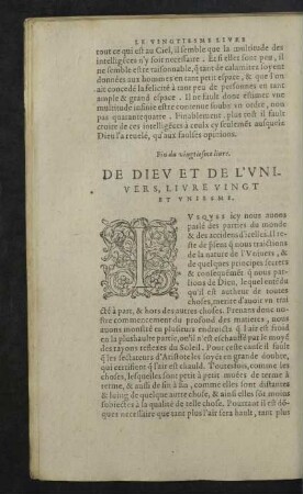 De dieu et de l'univers, Livre vingt et uniesme.