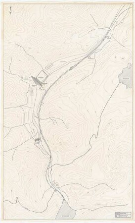 Trinkwasser-Talsperre mit Spitzenkraftwerk Schinkelwettbewerb 1963: Gesamtlageplan 1:5000