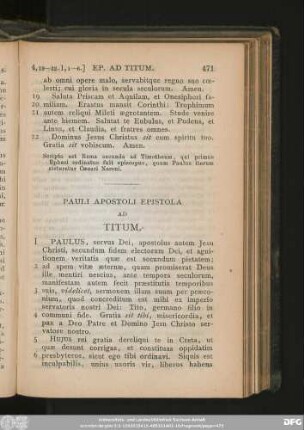 Pauli Apostoli Epistola Ad Titum.