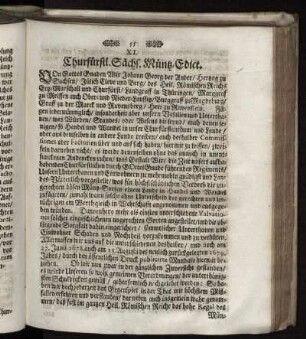 XI. Churfürstl. Sächs. Müntz-Edict