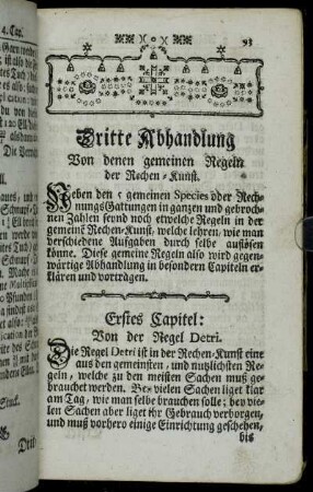 Erstes Capitel: Von der Regel Detri.