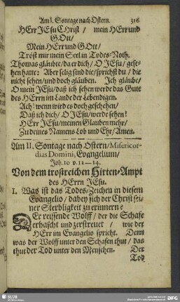 Am II. Sontage nach Ostern, Misericordias Domini