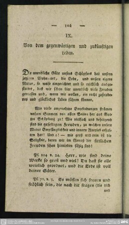 IX. Von dem gegenwärtigen und zukünftigen Leben