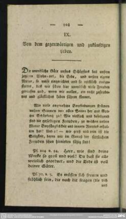 IX. Von dem gegenwärtigen und zukünftigen Leben