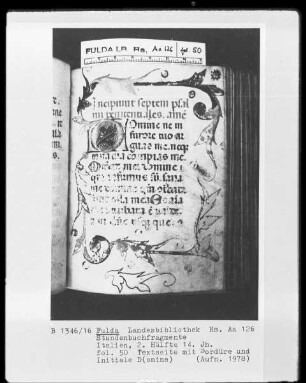 Stundenbuchfragmente — Initiale D (omine), Folio 50 recto