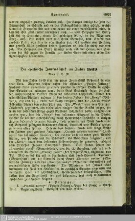 Die czechische Journalistik im Jahre 1849