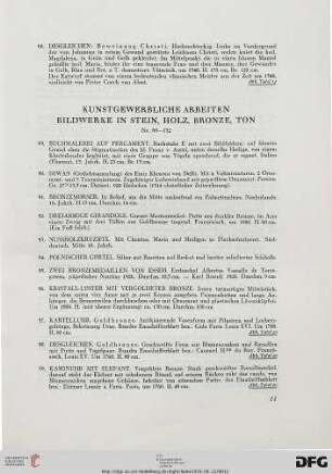 Kunstgewerbliche Arbeiten, Bildwerke in Stein, Holz, Bronze, Ton (Nr. 89-132)