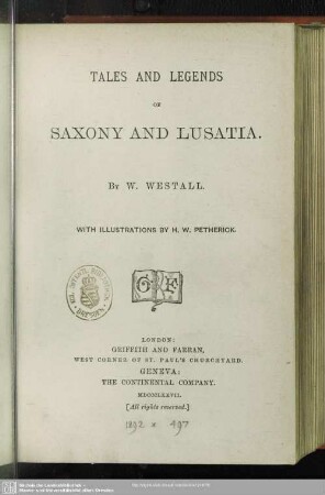 Tales and legends of Saxony and Lusatia