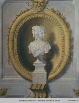 Innendekoration mit Adonis' Abschied von Venus : Scheinarchitektur und mythologischen Szenen der Geschichte Dianas