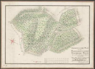 Geometrischer Plan von dem Herrschaftlichen Neuweeg-Wald Stauffenberger Amts und Forsts