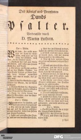 Des Königs und Propheten Davids Psalter. Verdeutscht durch D. Martin Luthern.