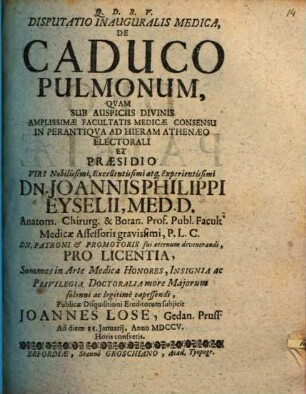 Disp. inaug. med. de caduco pulmonum