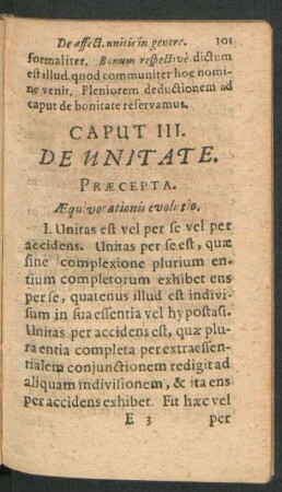 Caput III. De Unitate.