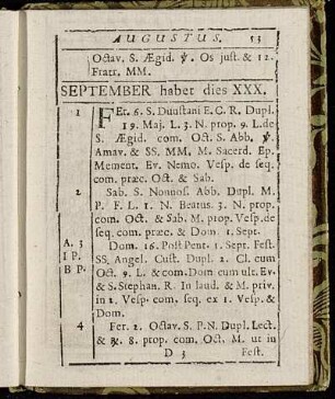 September habet dies XXX.