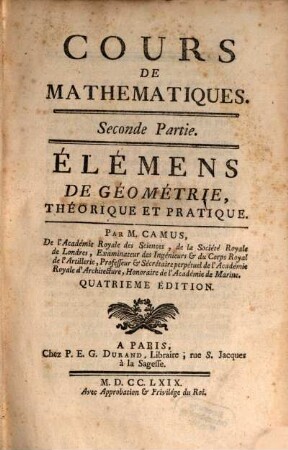 Cours De Mathématique, 2. Élémens De Géométrie, Théorique Et Pratique