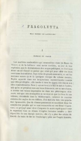 Fragoletta par Henri de Latouche