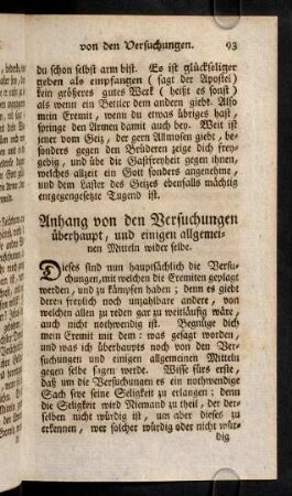 93-98, Anhang von den Versuchungen überhaupt, und einigen allgemeinen Mitteln wider selbe